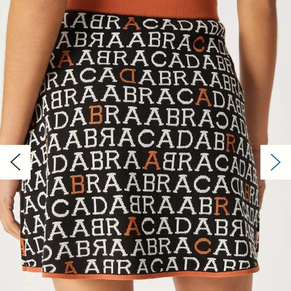 Anthropologie Orange and Black Textured Mini Skirt XS